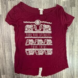 French Pastry Elephant Graphic Crop Tee Your Vibe Attracts Your Tribe Burgundy